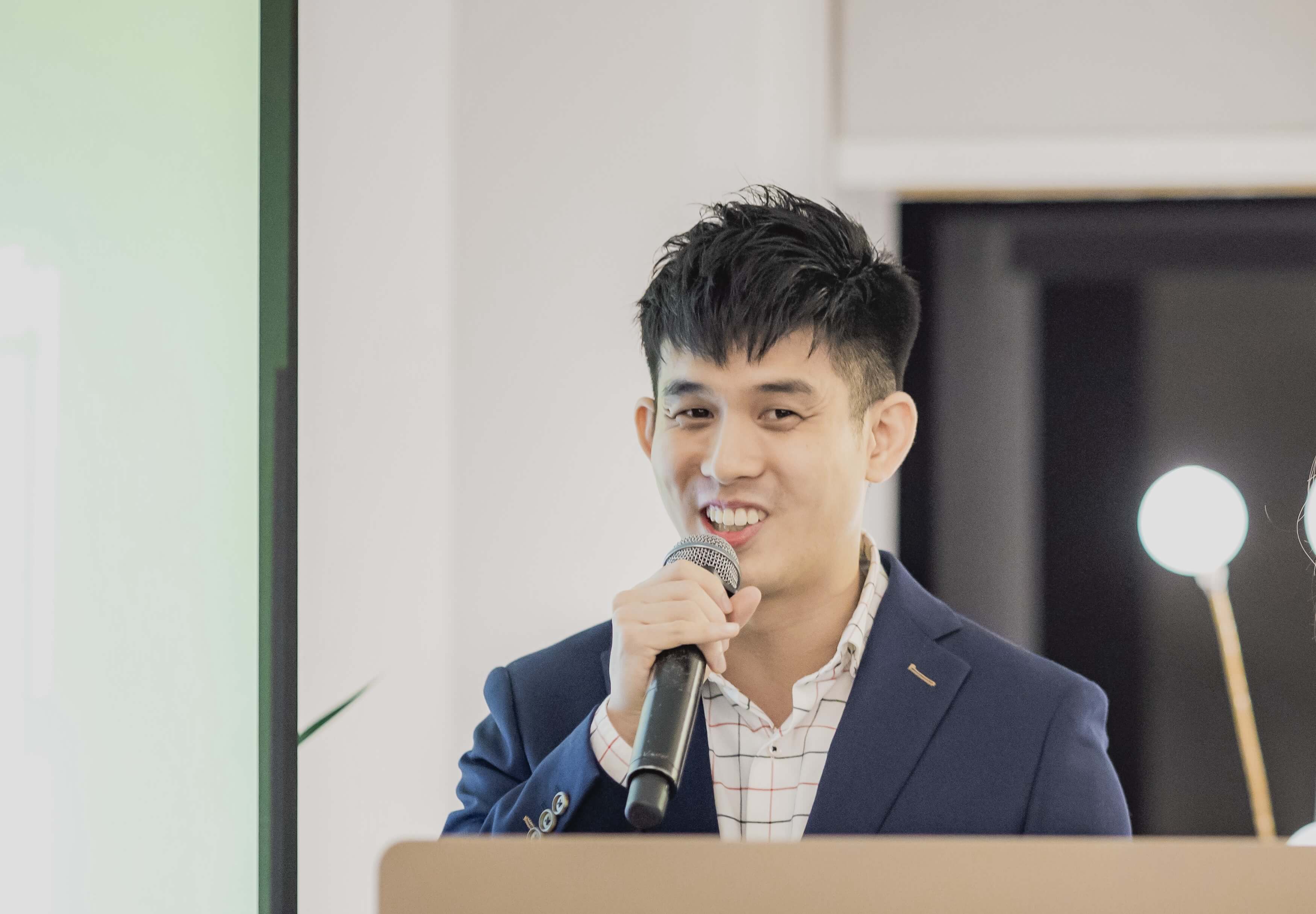 Event host at a Singapore wedding reception